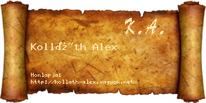 Kolláth Alex névjegykártya