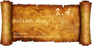 Kolláth Alex névjegykártya